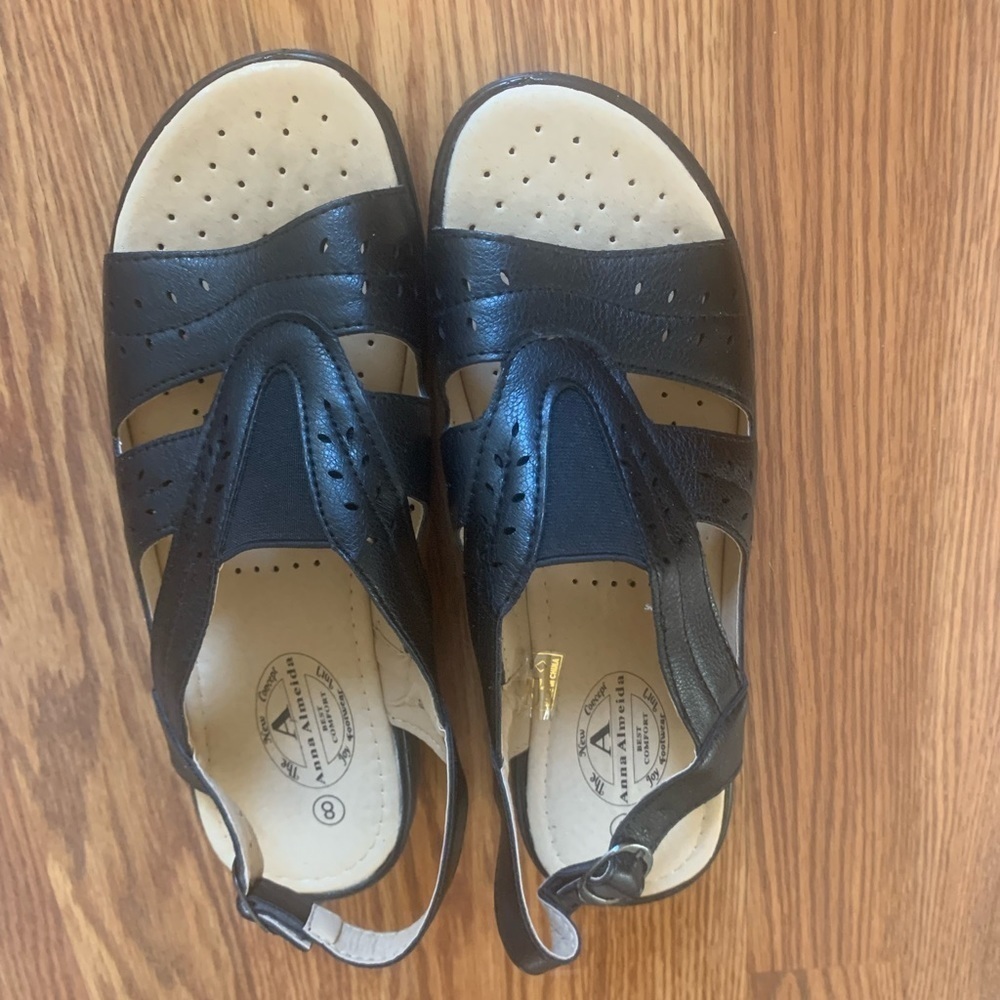 ANNA ALMEIDA 8 Women’s Black sandals NEW - Picture 4 of 12